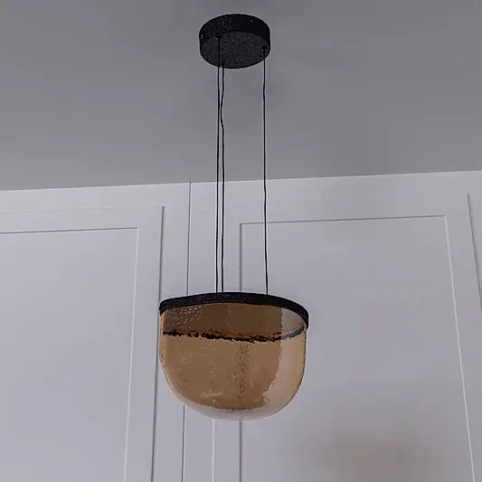 Gambia Bal Cam Siyah Sarkıt Avize 26 cm