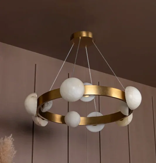 Hartum Mermer Eskitme Salon Avize 80 cm