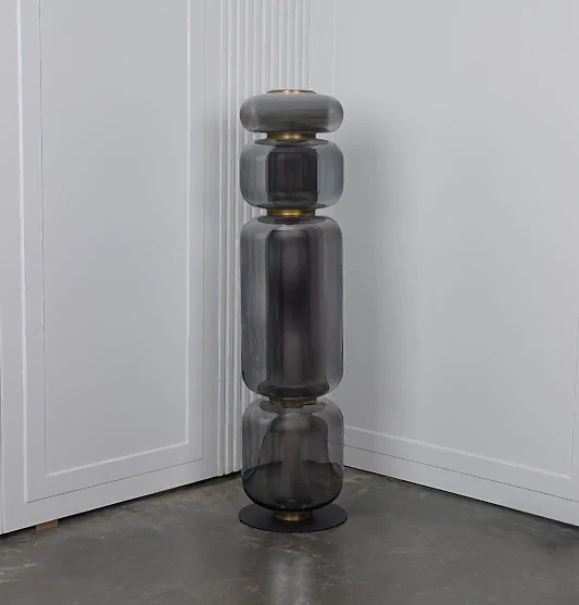 Seul Dörtlü Füme Cam Eskitme Mermer Lambader