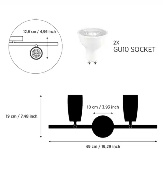 Angel İkili Ahşap Siyah Aplik