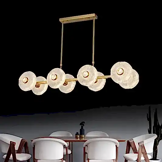 Aspar 8'li Eskitme Cam Yemek Masa Üstü Avize