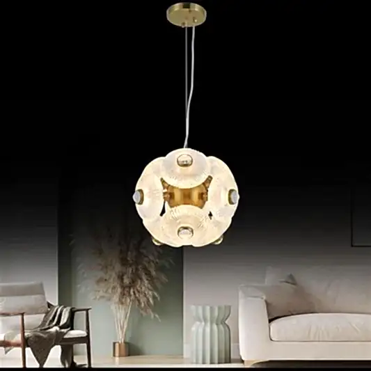 Aspar 9'lu Eskitme Cam Salon Avize