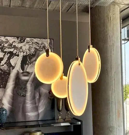 Aspendos Tekli Eskitme Mermer LED Sarkıt Avize 40 cm