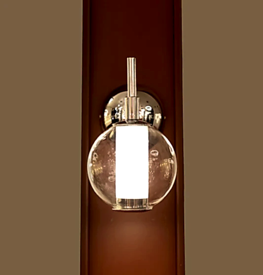 Bükreş Krom Paslanmaz Şeffaf Cam LED Aplik