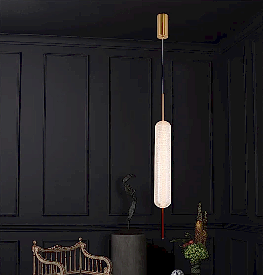 Sofya Akrilik Eskitme Şeffaf Cam LED Sarkıt Avize 70 cm