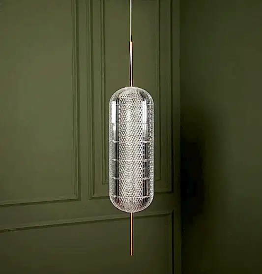 Sofya Akrilik Şeffaf Eskitme Cam LED Sarkıt Avize 49 cm