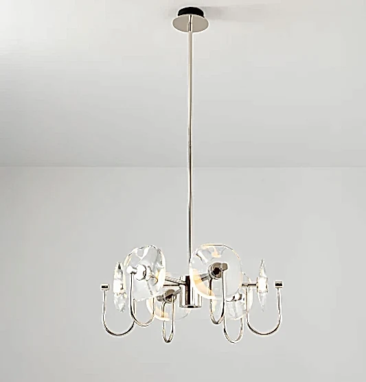 Üsküp 6'lı Şeffaf Kristal Krom Salon Avize