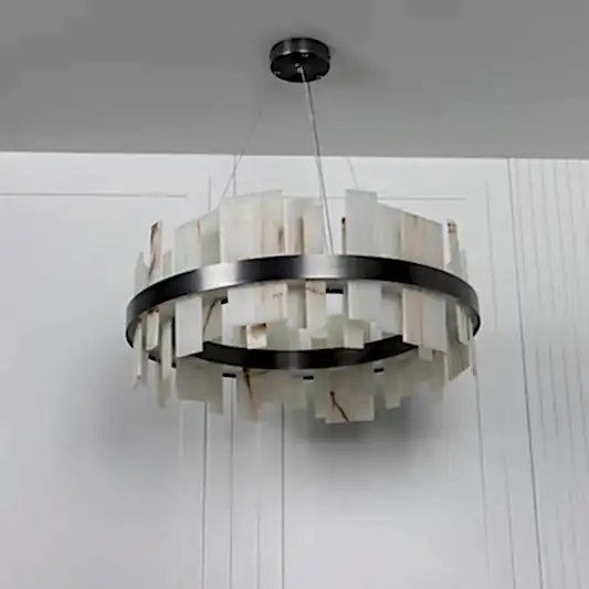 Ekho Salon Mermer Platin Sarkıt Avize 80 cm