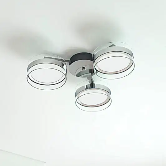 Berlin 3'lü Platin Paslanmaz Şeffaf Cam Plafonyer Avize