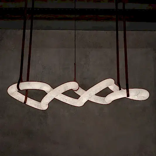 Venüs Deri Askılı  Mermer LED Sarkıt Avize 190 cm