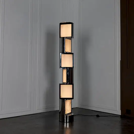 Santiago Beyaz Mermer Krom Lambader