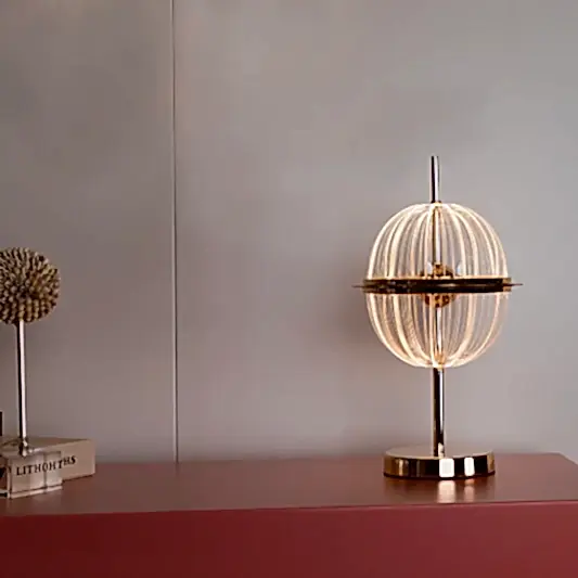 Carina Küre Şeffaf Akrilik Gold Masa Lambası 23 cm