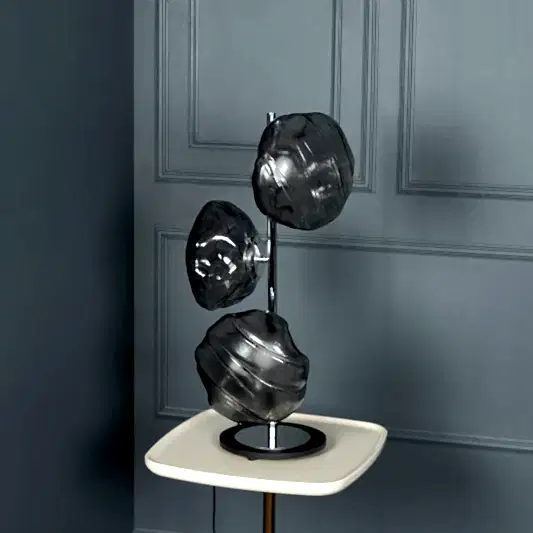 Hobart 3'lü Füme Camlı Krom Masa Lambası