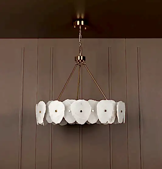 Anvers Eskitme Beyaz Mermer LED Salon Avize