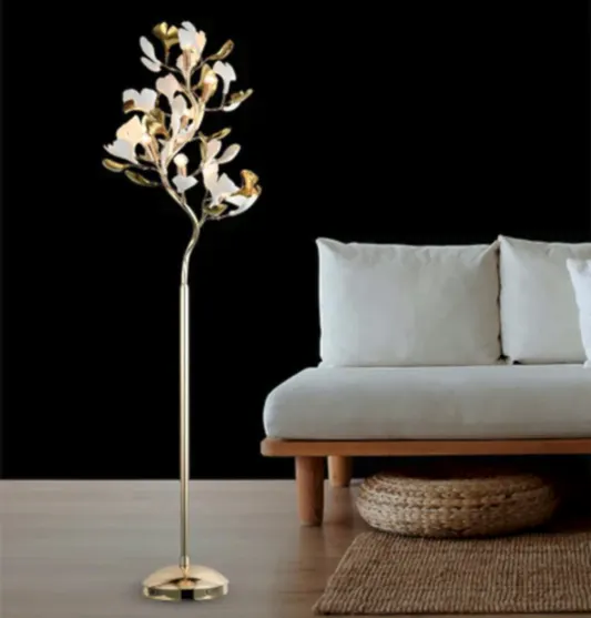 Komor Yapraklı Gold Modern Lambader 165 cm