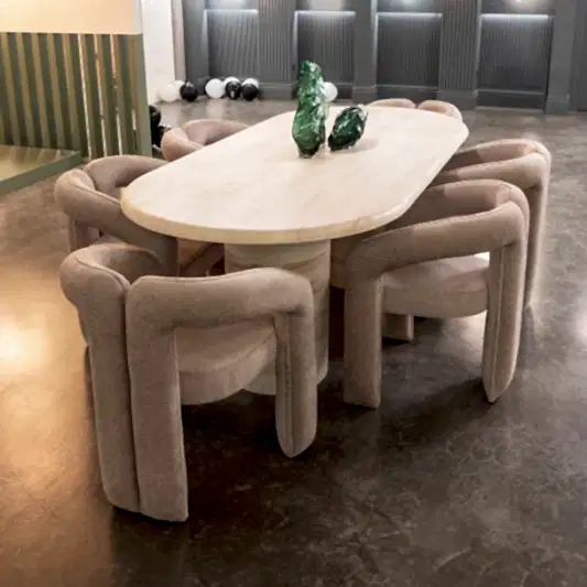 Orion Bej Rengi Oval Masa 230 cm