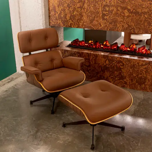 Ares Siyah Metal Kahverengi Deri Berjer