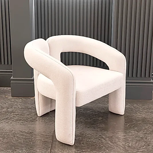 MOIR BEYAZ BUKLE KUMAŞ BERJER 80x70x70 cm