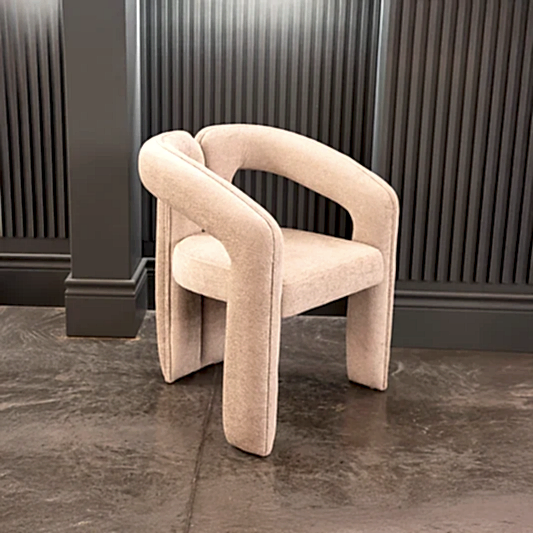 MINOS BEJ RENGİ BUKLE KUMAŞ SANDALYE 67x60x77 cm