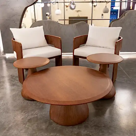 Demeter Mantar Ahşap Wenge Üçlü Sehpa