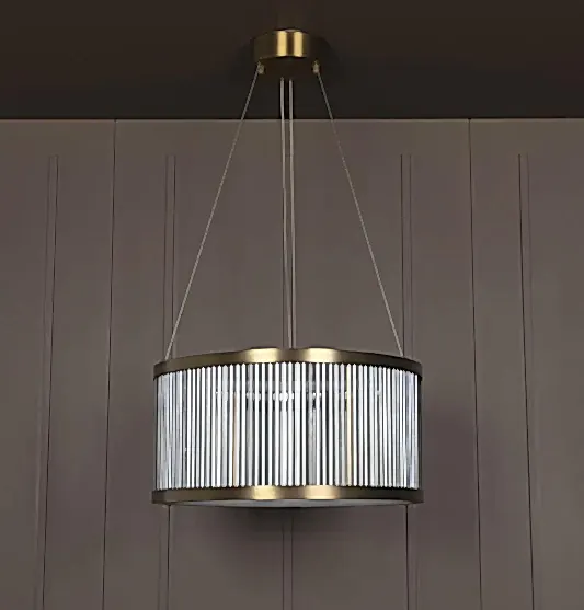 Nablus Şeffaf Cam Çubuklu Eskitme Salon Avize - 60cm