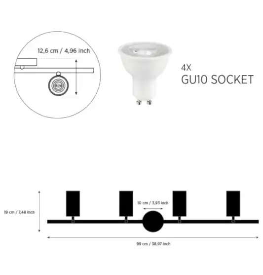 Niagara 4'lü Ahşap Siyah Aplik