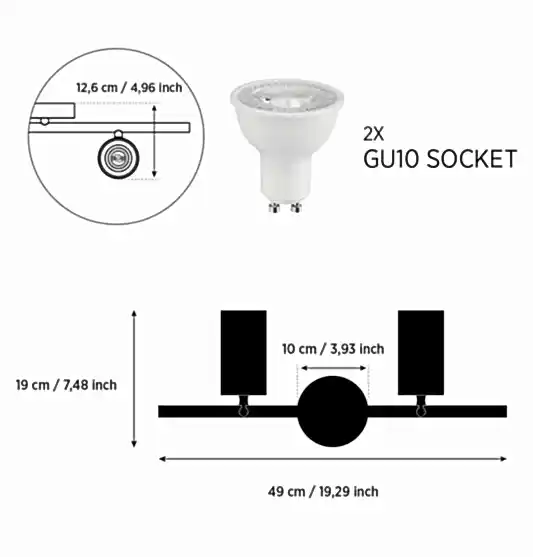 Niagara 2'li Ahşap Siyah Aplik