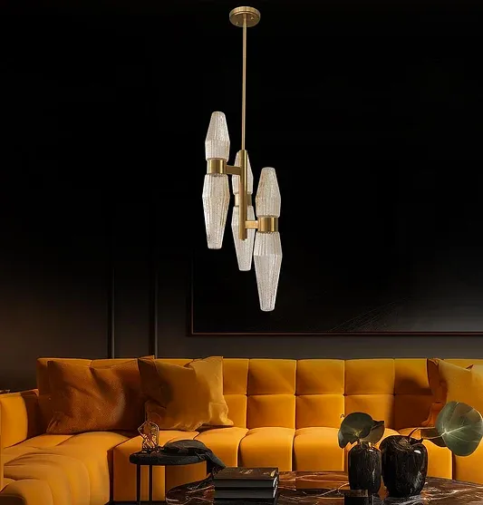 Omega Altı Şeffaf Camlı Eskitme LED Sarkıt Avize