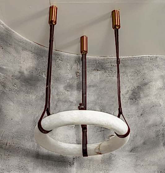 Teta Beyaz Mermerli Eskitme Sarkıt Avize 60 cm