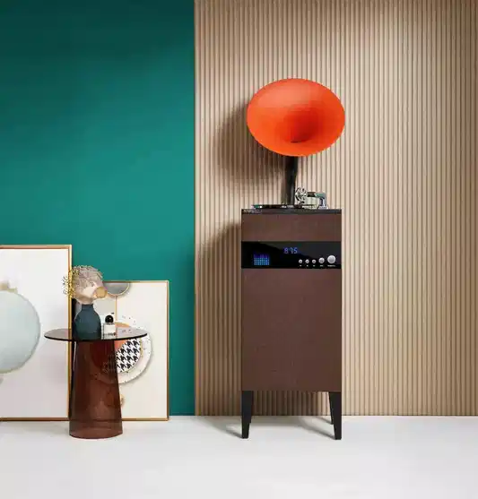 Turuncu Kahverengi Gramofon Müzik Çalar