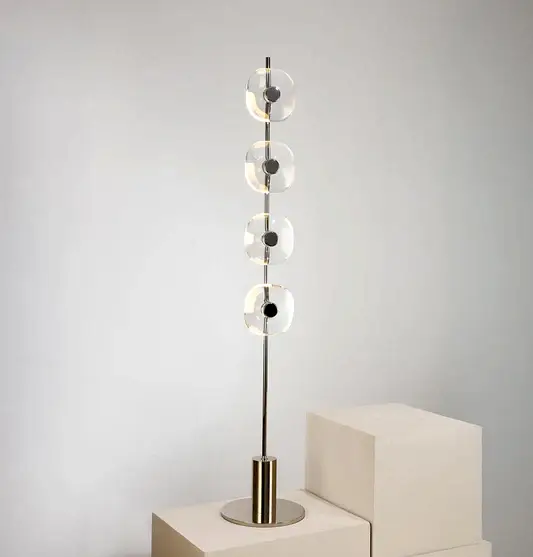 Üsküp 4'lü Şeffaf Kristal Krom Lambader