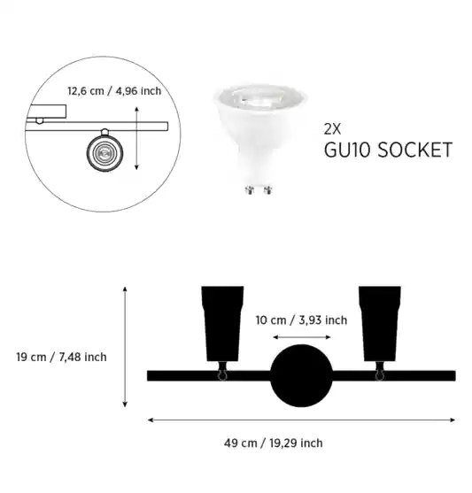 Victoria İkili Ahşap Siyah Aplik