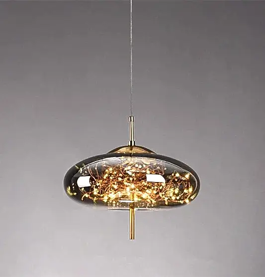 Viyana Füme Ufo Cam Sarkıt Avize 31 cm