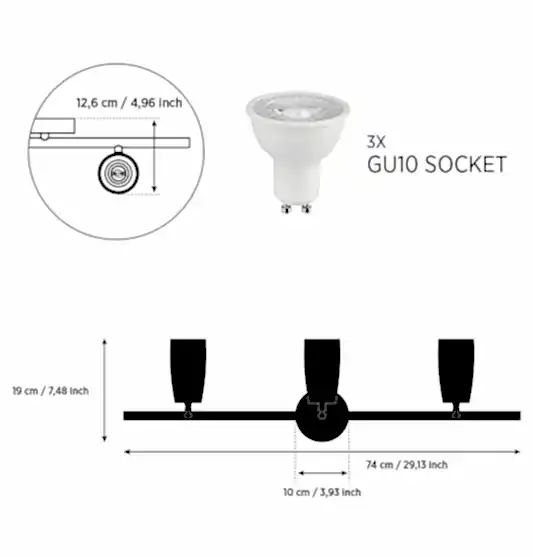 Niagara 3'lü Ahşap Siyah Aplik
