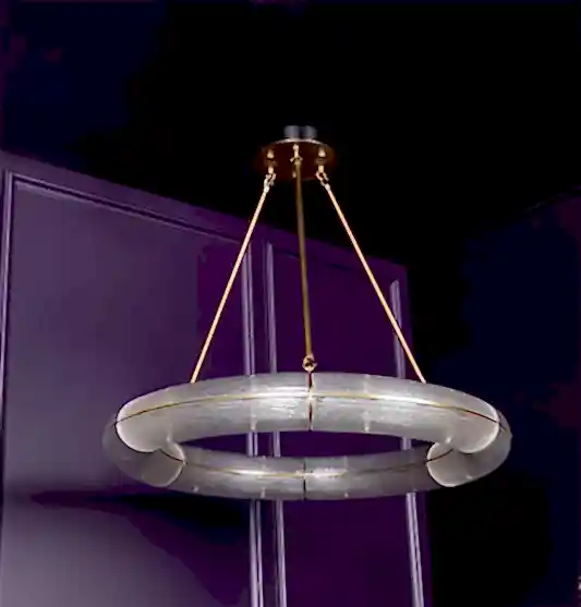 Zambiya Beyaz Buzlu Cam Eskitme Simit Avize 74 cm